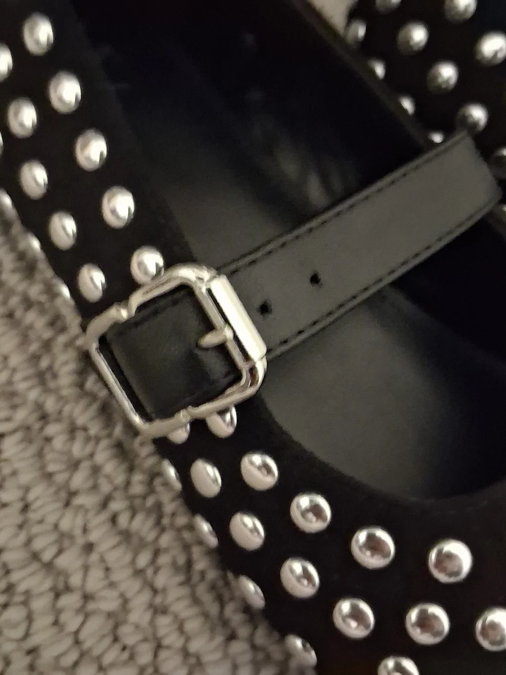 Worthington Black Mary Jane Flats with Silver Studs